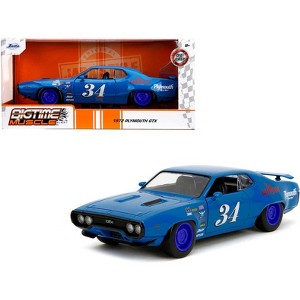 1972 Plymouth GTX #34 Blue with Graphics "Bigtime Muscle" Series 1/24 Diecast Model Car by Jada - 1 of 4