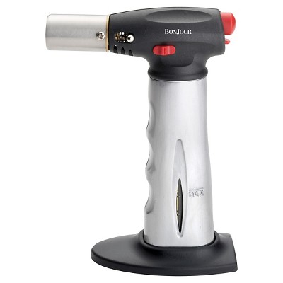 BonJour Brushed Aluminum Chef's Torch with Fuel Gauge