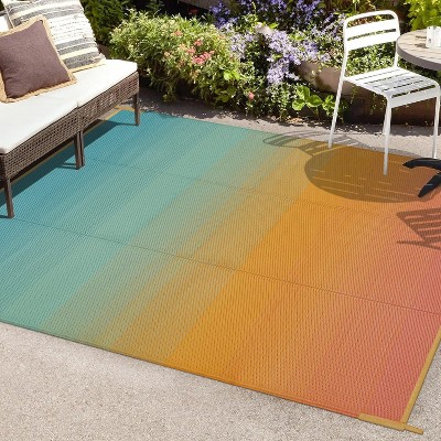 Lahome Waterproof Outdoor Area Rug-Reversible Plastic Straw Mat for Porch, Backyard, Balcony