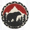Earth Rugs Bear Mountain Round Coaster – 7"x7" Braided Jute with Hand-Stenciled Bear & Forest Scene for Rustic Lodge Decor - 2 of 3