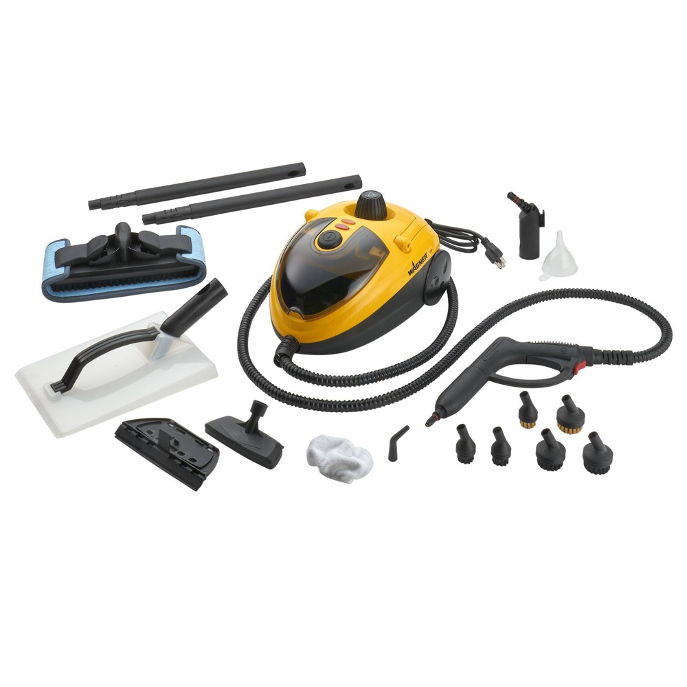 Wagner 915e On-Demand Steam Cleaner with 18 Accessories: Electric Steamer for Upholstery & Floors, Lightweight, Yellow