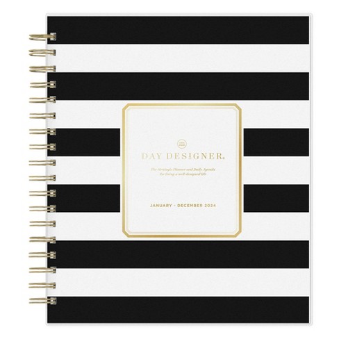 Day Designer 2024 Planner 8x10 Daily/monthly Frosted Cover Rugby Stripe  Black : Target