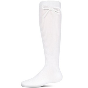 Memoi Girls' Ribbed Bow Knee-High Socks - 1 of 3