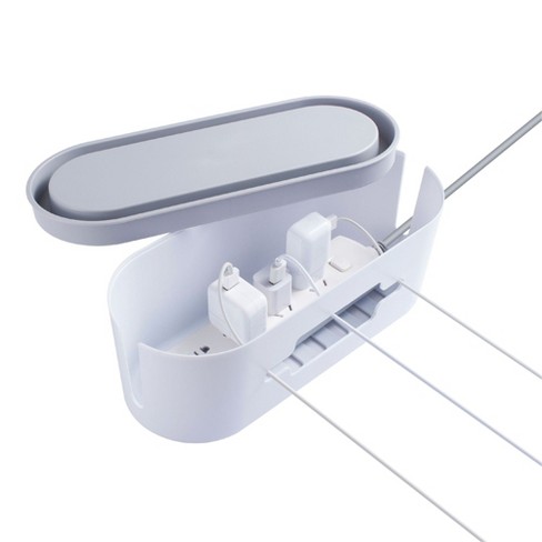 Insten 12 5 Cable Management Box With Phone Tablet Stand Holder Power Strip Cord Surge Protector Cover Organizer For Home Office Desktop White Target
