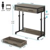 Resenkos Sofa Table, End Table, Side Table,Height Adjustable Desk, Mobile Side Table Portable Desk with Drawers,Gray - 2 of 3
