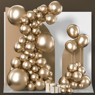 PartyWoo Balloons Chrome Gold Gold Chrome 18 12 10 5 Inch 100 pcs