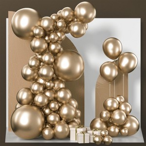 PartyWoo Balloons Chrome Gold Gold Chrome 18 12 10 5 Inch 100 pcs - 1 of 4