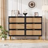 Rattan 6 Drawer Dresser for Bedroom, Large Double Dresser with Deep Drawers, Chest of Drawers for Closet with Wide Top, Long Wooden Dresser - 4 of 4