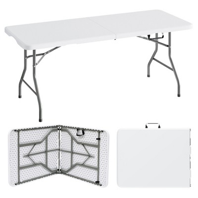 SKONYON 6ft Folding Table Portable Fold-in-Half Adjustable Table