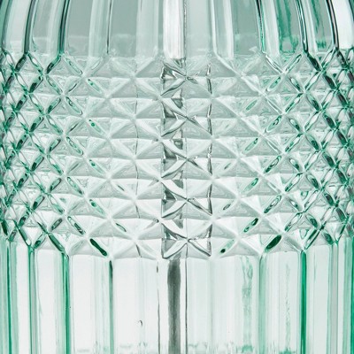 Aqua Blue Textured Glass Table Lamp with White Shade