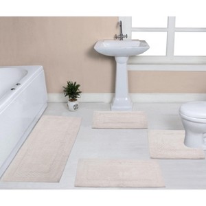 Set of 4 Classy Bathmat Collection Ivory Cotton Tufted Bath Rug - Home Weavers - 1 of 4