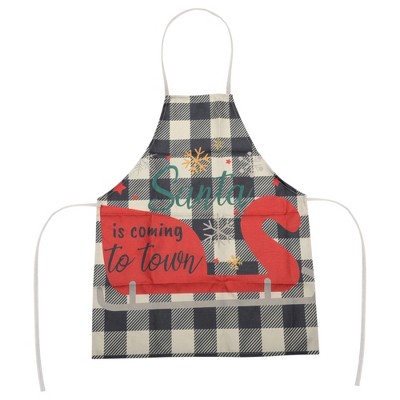 Unique Bargains Christmas Aprons Linen Black Beige Red Green 21.65"x26.77" 1 Pc
