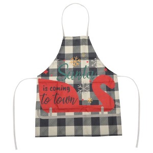 Unique Bargains Christmas Aprons Linen Black Beige Red Green 21.65"x26.77" 1 Pc - 1 of 4