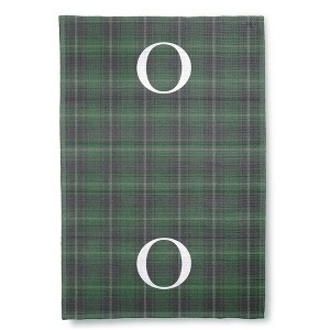 Personalization Mall Christmas Plaid Waffle Weave Kitchen Towel, Green Plaid - 1 of 4