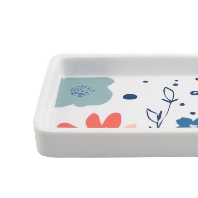 Kids' White and Multicolor Floral Resin Tray