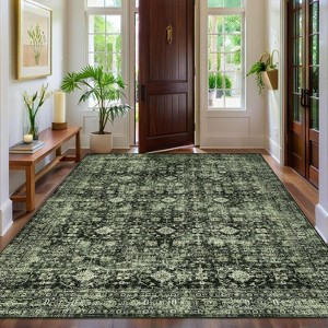 Area Rug Washable Stain Resistant Carpet with Non-Slip Backing Soft Touch Low Pile Floor Cover for Bedroom Living Room Dining Room - 1 of 4