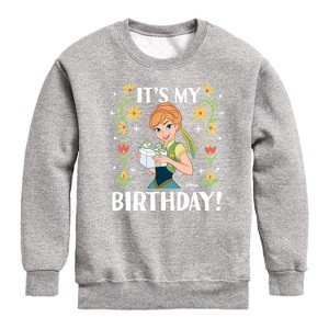 Boys' - Disney - Anna It's My Birthday Graphic Long Sleeve Fleece Sweatshirt - 1 of 4