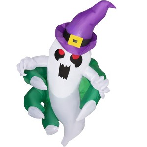 SEVOBAL Inflatable Holiday Decorations 4ft Halloween Window Sticker Ghost in Hat for Garden, Lawn, Halloween Party, Multicolored, 6.3"*6.3"*4.7" - 1 of 4