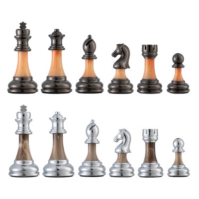 Bobby Fischer Metal & Acrylic Chess Pieces with 3.5 inch King