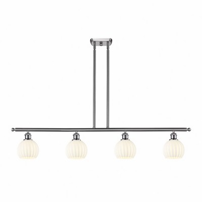 White Venetian - 4 Light Stem Hung Island In Modern Style-9 Inches Tall and 48 Inches Wide