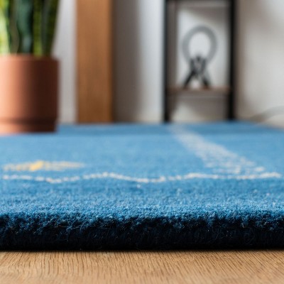 Handmade Blue Wool 4' x 6' Hand-knotted Area Rug