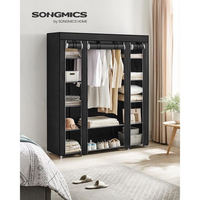 SONGMICS 59" Closet Wardrobe Portable Closet Organizer Storage Clothing Rack Shelf with Non-Woven Fabric Cover, 2 of 8