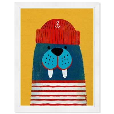 15" x 21" Mister Walrus Sailor Nautical and Coastal Framed Art Print - Wynwood Studio: Modern Decor, Marine Life
