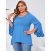 Coolmee Womens Plus Size Tops Ruffle Sleeve Shirts Loose V-Neck Casual Tunic Blouses - 2 of 4