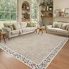 Washable Modern Floral Living Room Rugs, Soft Non Slip Bordered Bedroom Carpet, Ultra Thin Foldable Accent Mat for Dining Room - 3 of 4