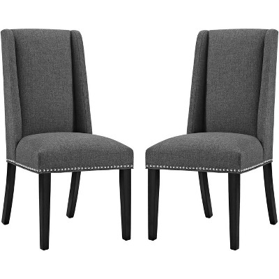 Elegant Gray Leather Upholstered Side Chair with Wooden Legs