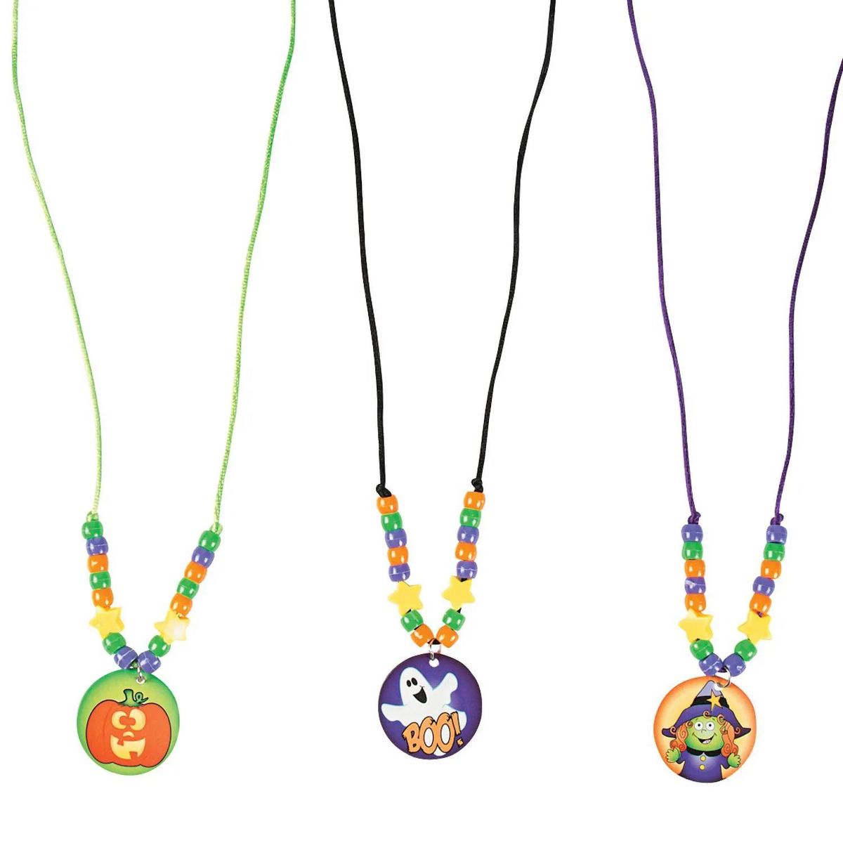 Bulk Beaded Halloween Pendant Necklace Craft Kit - Makes 50