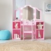 Kids Vanity with Lights, Makeup Table and Chair Set with Detachable Tri-Folding Mirror & Storage Cabinet for Toddler Girls Dressing Table - 2 of 4