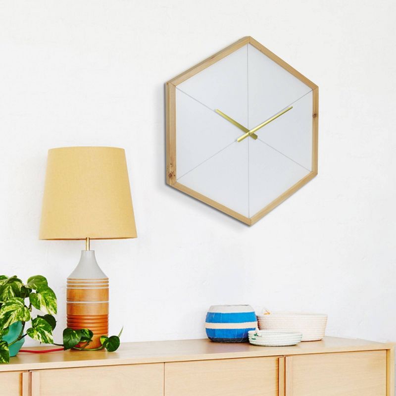 23.5&#34; Wooden Hexagon Wall Clock with Open Face White - Stonebriar Collection, 6 of 10