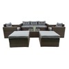 VisioGear Patio Seating Sets, 6 Piecs Patio Seating Set with Removeable Cushions and Glass Table Top, Brown & Gray, 78.7"*26.8"*28.3" - 4 of 4