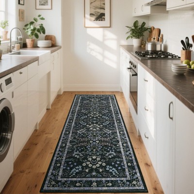 Washable Area Rugs for Bedroom Non-Slip Floral Living Room Carpet