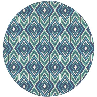 Oriental Weavers Meridian 2209B Navy/ Green Indoor/Outdoor Area Rug - 7'10" Round