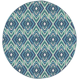 Oriental Weavers Meridian 2209B Navy/ Green Indoor/Outdoor Area Rug - 7'10" Round - 1 of 4