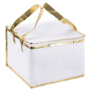 Unique Bargains Non-woven Fabric Thermal Insulated Durable Food Tote White 1 Pc - 1 of 3