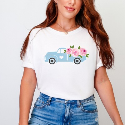 Simply Sage Market Spring Retro Truck With Flowers Garment Dyed Tee