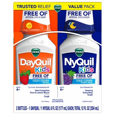 VICKS Kids DayQuil &amp; NyQuil Cold &amp; Cough Multi-Symptom Relief Liquid ...