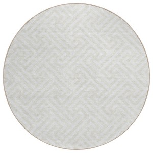 Ivory And Beige Geometric Washable Indoor Outdoor Area Rug - 1 of 4