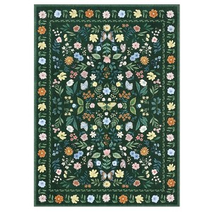 Indoor Farmhouse Bedroom Living Room Rugs, Washable Floral Print Non Slip Dining Room Carpet, Low Pile Accent Rugs - 1 of 4