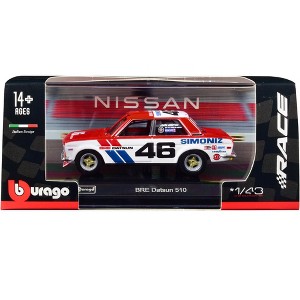 Datsun 510 #46 John Morton Red and White "BRE (Brock Racing Enterprises)" "Race" Series 1/43 Diecast Model Car by Bburago - 1 of 3