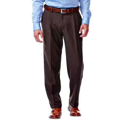 Haggar Men's E-CLO™ Stria Classic Fit Pleated Front Dress Pant 36 x 30 -  Black / Charcoal