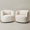 KINWELL Textured Linen Blend Weave Upholstered Swivel Barrel Accent Chair, Set of 2 - 3 of 4