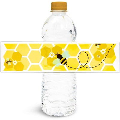 Sparkle and Bash 100-Sheet Bumble Bee Water Bottle Labels, Waterproof Tear Resistant Label, 8.5" x 2" each