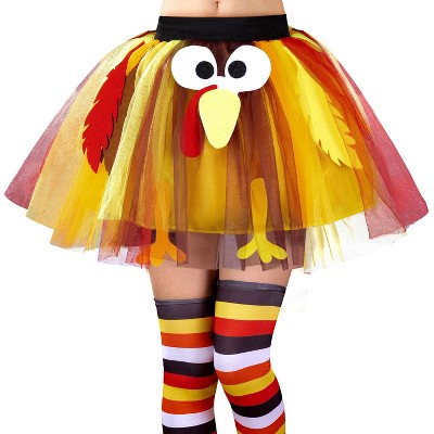 Joyfy Women's Thanksgiving Turkey Tutu Skirt & Socks Set, Thanksgiving Outfit Turkey Sock Holiday Tutus, Girls Cosplay Party Accessories