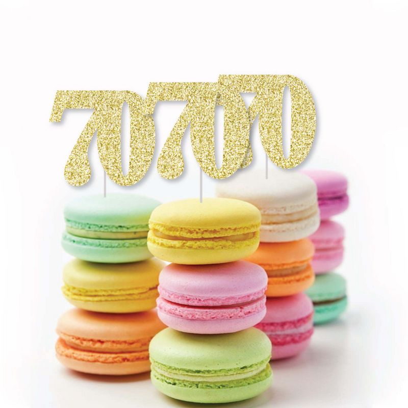 Big Dot of Happiness Gold Glitter 70 - No-Mess Real Gold Glitter Cut-Out Numbers - 70th Birthday Party Confetti - Set of 24, 5 of 7