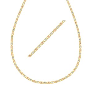 14k Tri-Color Gold Diamond-cut Pave Valentino Chain Necklace - 1 of 4