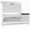White- Shoe Cabinet With 2 Flip Drawers & Padded Seat Cushion, Narrow Shoe Organizer Rack For Entryway, Front Door, Foyer, Hallway Compartment Room - 4 of 4